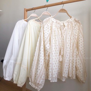 Áo boho cổ nơ tay bồng