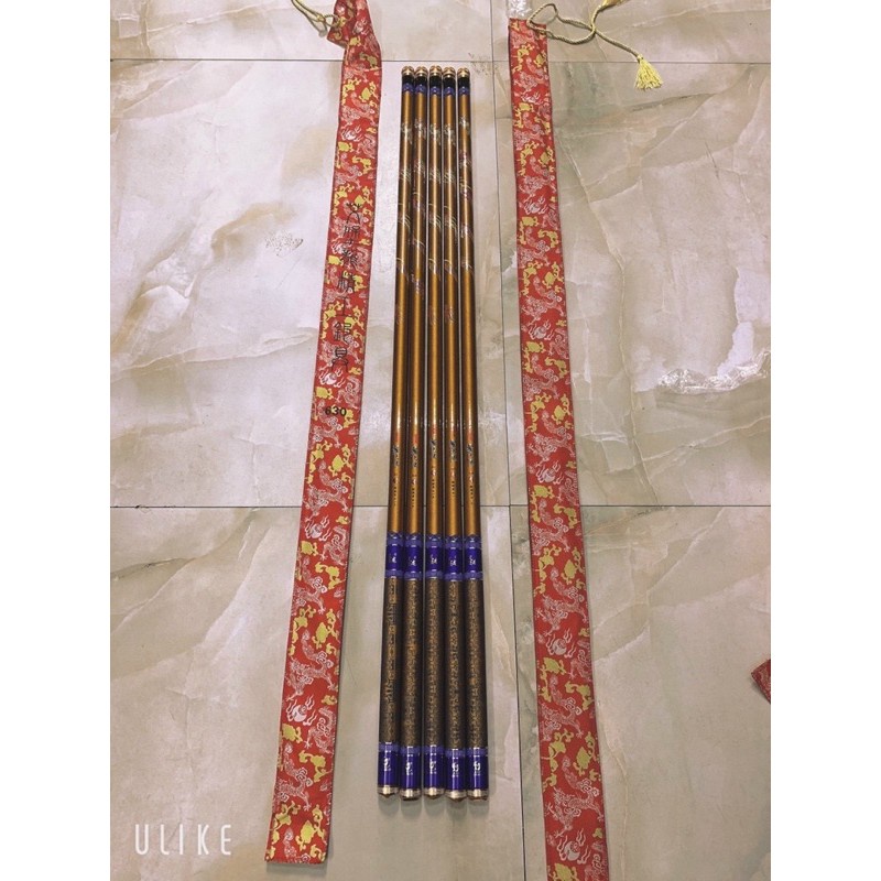 Cần câu tay GM 6H dài 6m3 tải cá 15kg hàng loại 1 Gama Seiko Hoàng Long  chính hãng màu mạ vàng săm hình rồng sang trọng