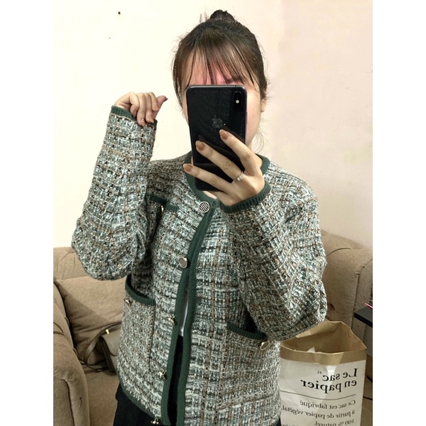 CDG Len xanh muối tiêu nữ thời trang 2021