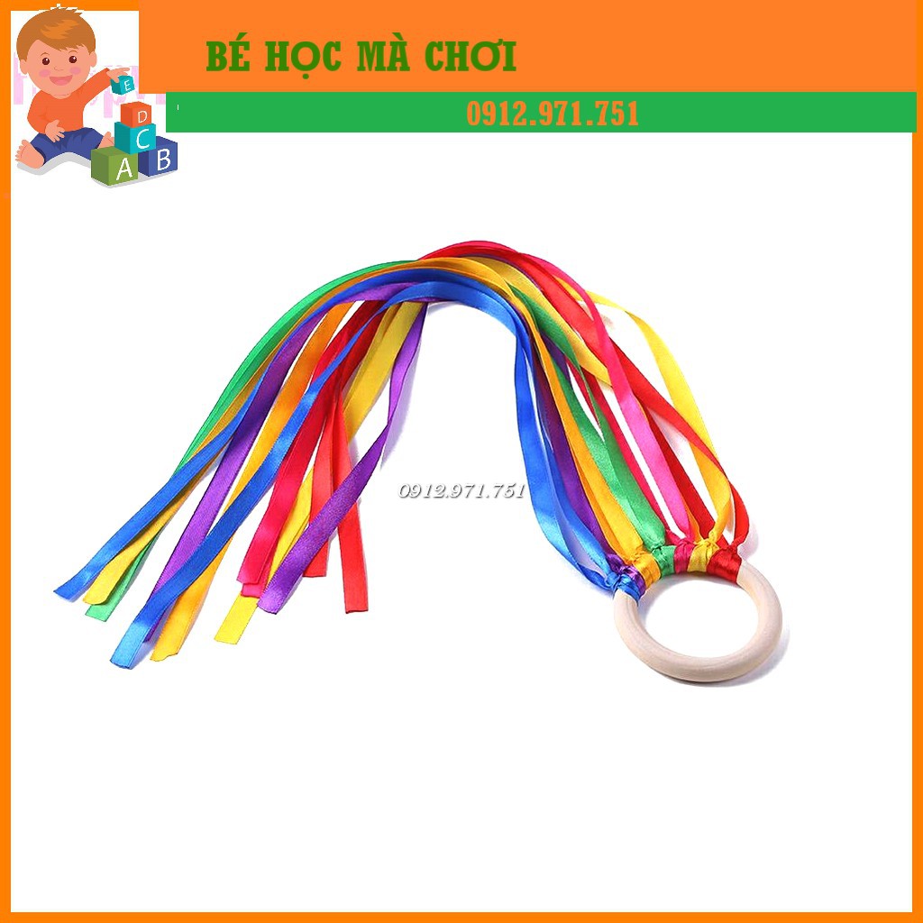 [Mã TOYDEC hoàn 20K xu đơn 50K]  Đồ Chơi Montessori Treo Nôi - Vòng Gỗ Luyện Tay