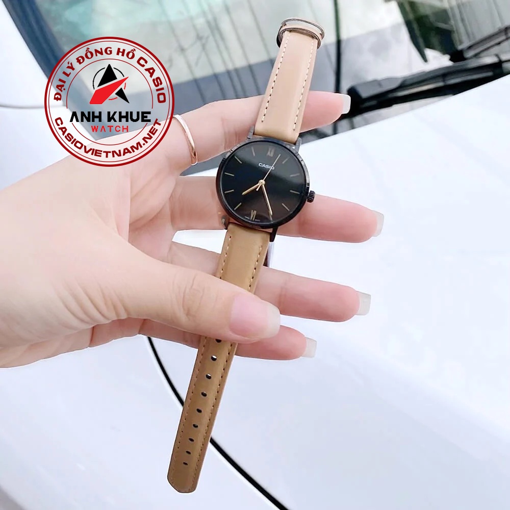 Đồng Hồ Casio | Nữ LTP-VT02BL-1AUDF | 3 Kim | Dây Da | Vỏ Mạ Ion Đen | Chống Nước
