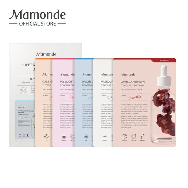 Bộ 5 mặt nạ giấy dưỡng da chiết xuất từ các loài hoa Mamonde Sheet Mask Flower Power 5 Day Sampler (25MLx5)