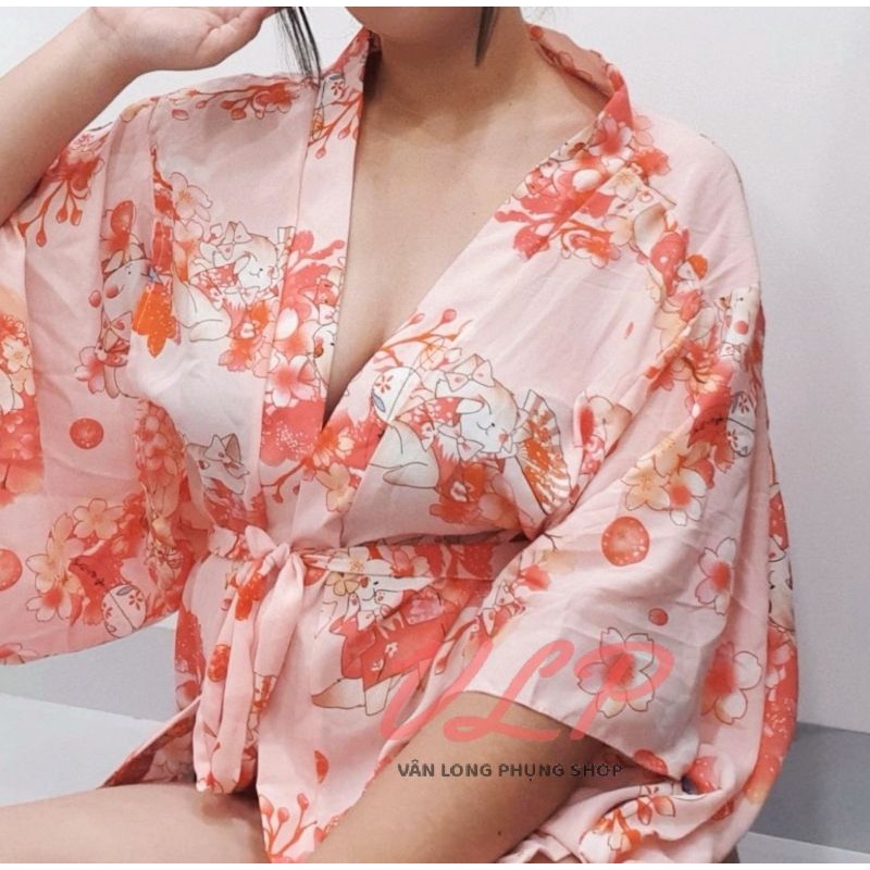 [BIGSIZE_75KG]_DN88_Set bộ Cosplay Kimono hoa anh đào
