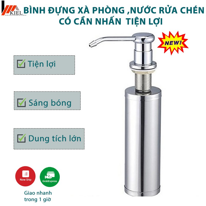 Bình xà bông 100% inox cần nhấn hơi đựng nước rửa chén - siêu bền đẹp và tiện lợi .