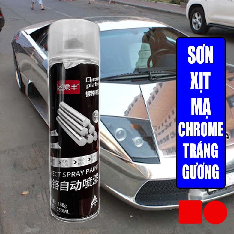 Chai xịt mạ Inox Chrome Plating 350ml màu bạc chống han rỉ làm mới inox, vật dụng trong nhà sáng bóng