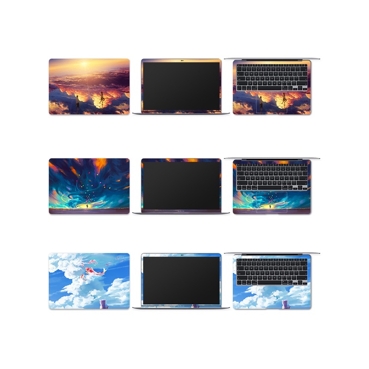 Bộ 3 miếng dán trang trí vỏ máy tính xách tay phong cách anime tùy chỉnh dành cho các dòng máy như Acer/Asus/Dell/Lenovo