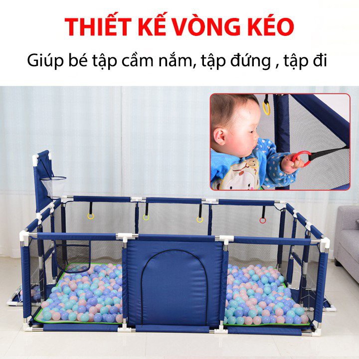 Quây cũi cho bé - Tặng kèm 60 bóng - Nhà bóng cho trẻ - Khung Inox chắc chắn - Vải lưới cao cấp