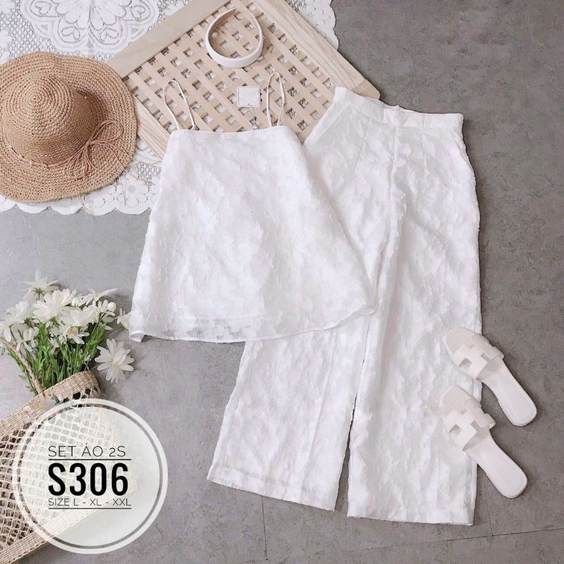 Set big size áo dây và quần suông có lưng thun phía sau từ 60kg-90kg