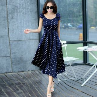 Đầm dự tiệc xòe chấm bi-dn07210