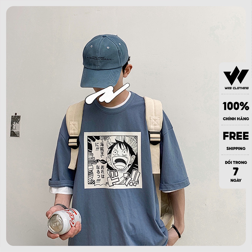Áo thun tay lỡ WIIS phông unisex form rộng cotton Luffy thời trang nam nữ oversize