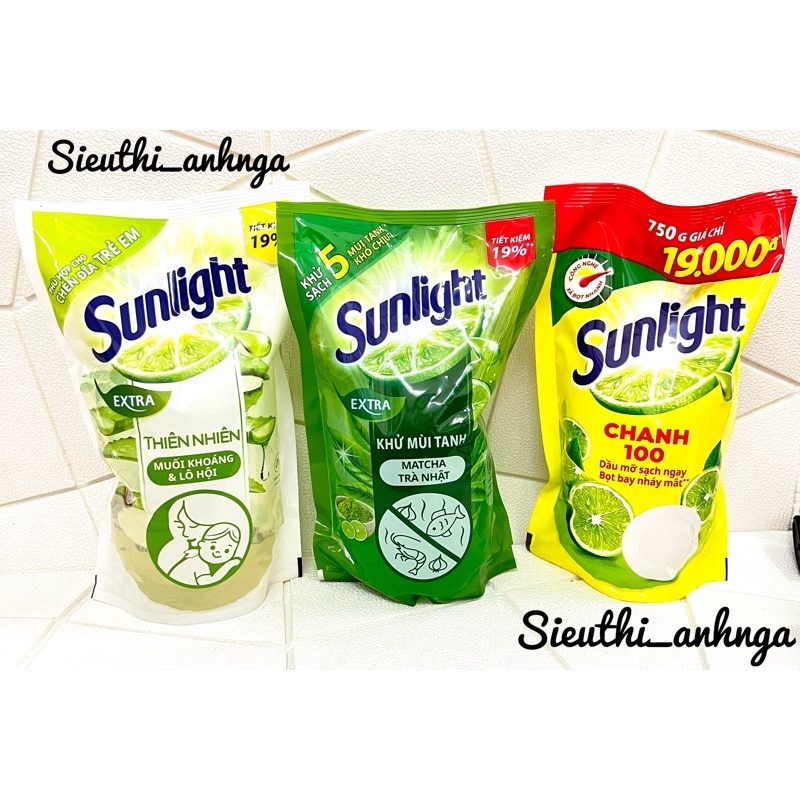 Nước Rửa Chén Sunlight Túi 750g Chanh/Trà Xanh/Thiên Nhiên