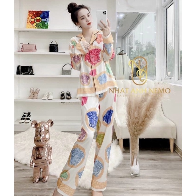 Đồ Bộ Ngủ Pijama Mặc Nhà Tay Dài Quần Dài Hàng Thiết Kế Chất Liệu Latin Cao Cấp ✨