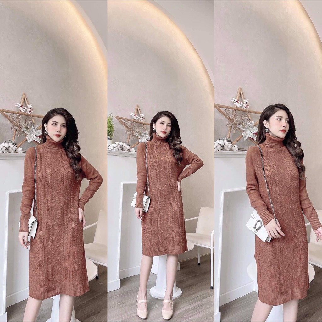 [HÀNG CÓ SẴN] Váy Len Nữ Dáng Suông Họa Tiết Thừng Xoắn_Hàng Quảng Châu Nặng Trịch_Xuống Phố Là Xinh | BigBuy360 - bigbuy360.vn