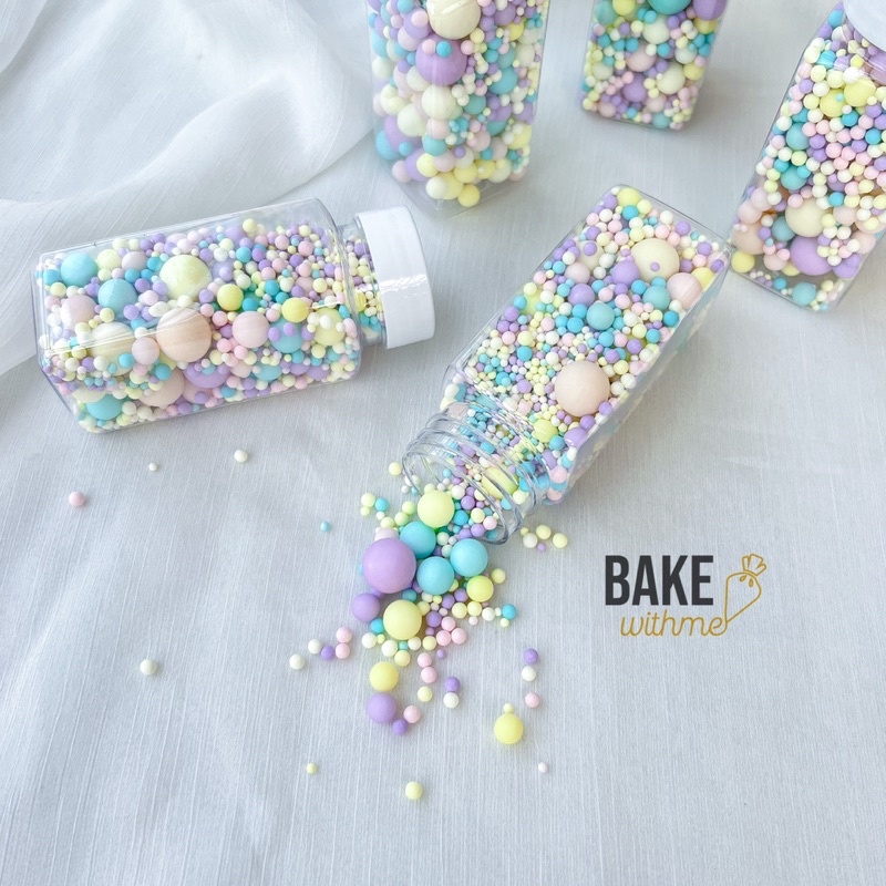 Kẹo bi đường, kẹo trang trí, kẹo bông đường bi lì mix size để trang trí bánh kem, bánh sinh nhật