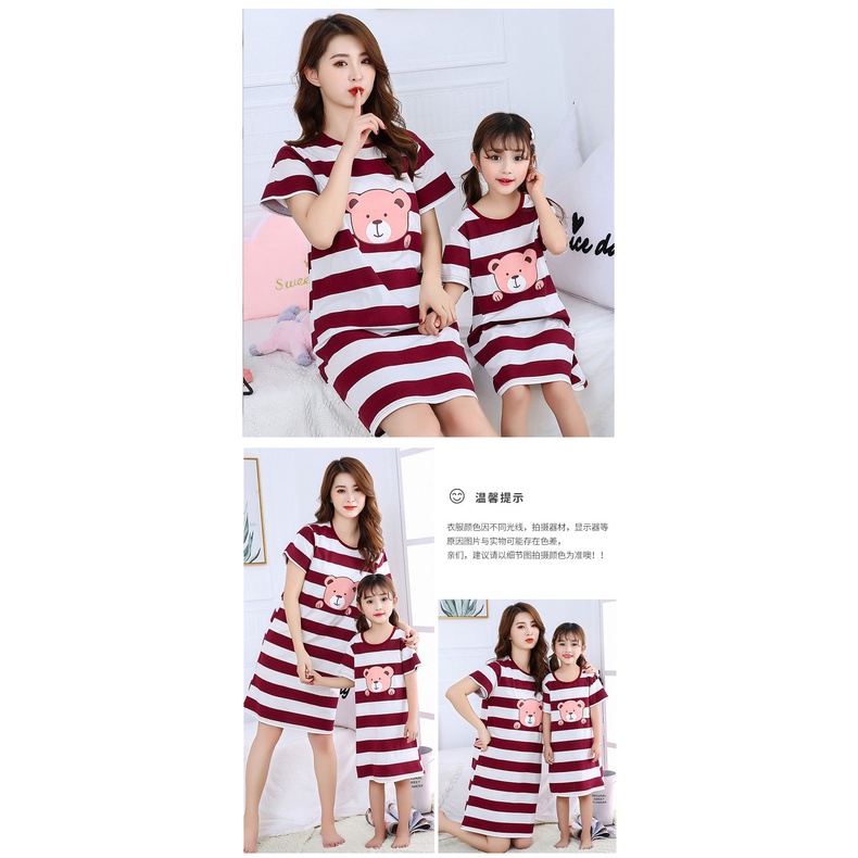 Đầm Công Chúa Cotton Tay Ngắn Cổ Tròn In Họa Tiết Hoạt Hình Dành Cho Mẹ Và Bé Kích Thước 100-180cm