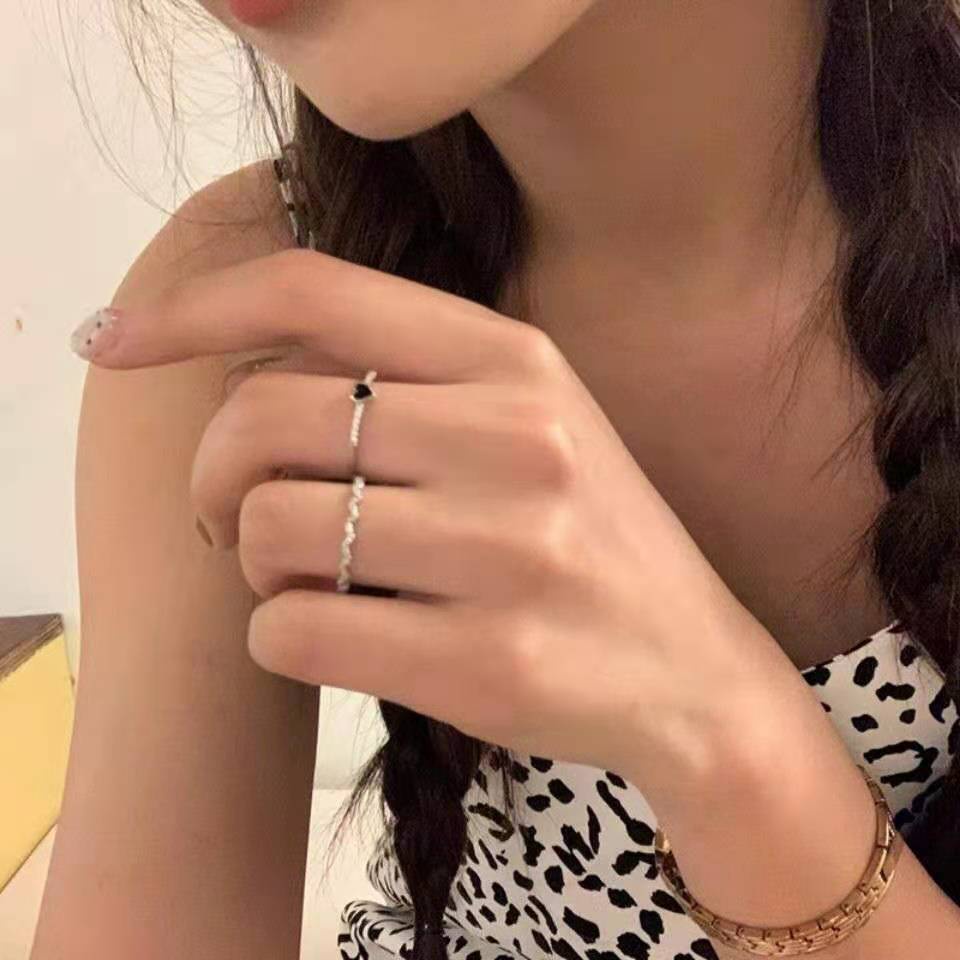 Set 2 Nhẫn Trái Tim Nhỏ Giọt Phong Cách Hàn Quốc Mới