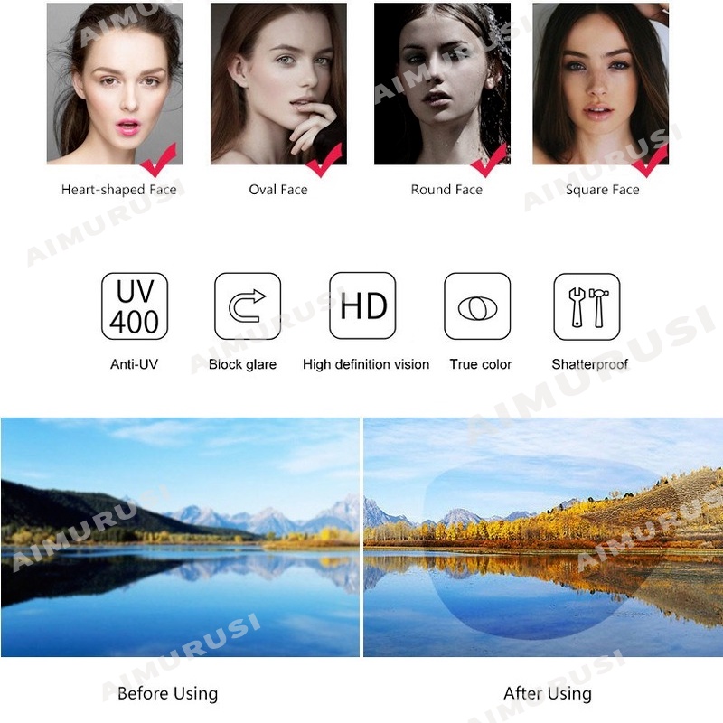 Kính Mát Gọng Mắt Mèo Tam Giác Chống Tia Uv / Tia Uv Thời Trang Hàn Quốc Cho Nữ