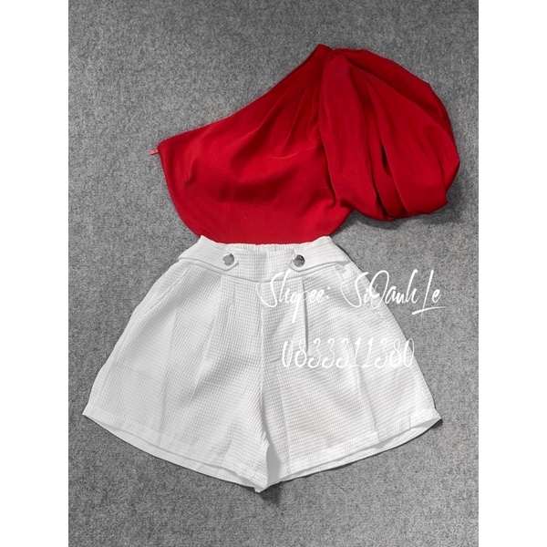 Áo croptop lệch vai tay phồng A341