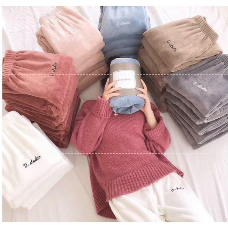 [Hàng loại 1] Bộ Ngủ Lông Tay Dài Hoạ Tiết Thêu Thời Trang Thu Đông Cho Phái Nữ - Bộ mặc ở nhà bông siêu ấm