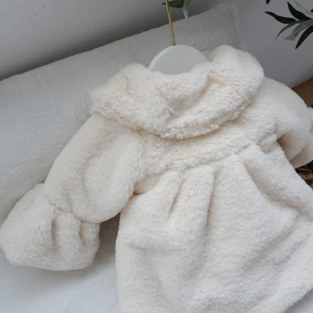 Áo lông bé gái Kiwy Kids phong cách tiểu thư,cổ đính nơ bên trong trần bông Kids2155ss cho bé từ 3 tháng đến 2 tuổi