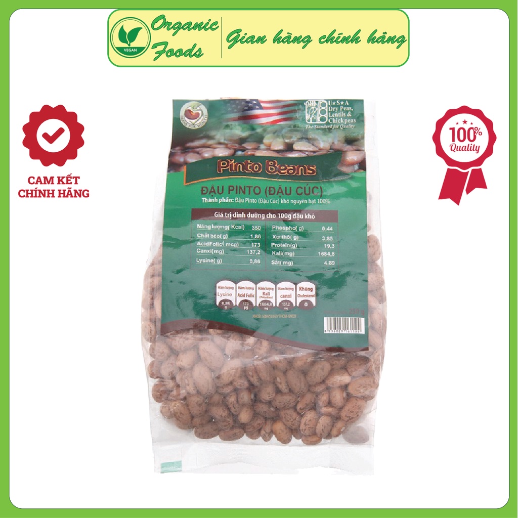 Đậu Cúc Hữu Cơ 250gr - NON GMO, không Gluten, không Cholesterol – Đậu nhập khẩu Mỹ - Organic Pinto Beans