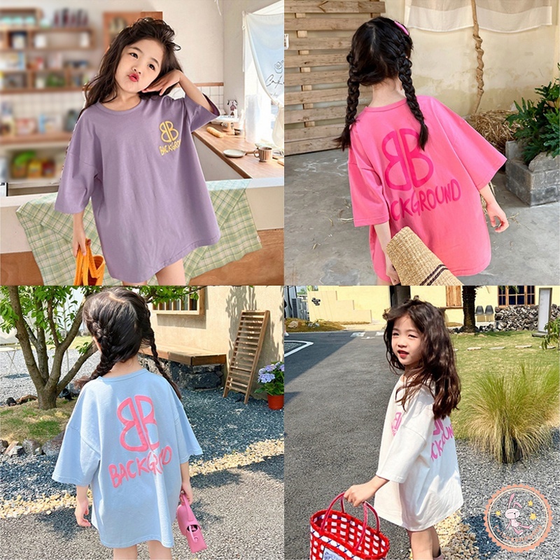 Đầm Thun Ngắn Tay Màu Sắc Trơn Thoáng Khí Thời Trang Cho Bé Gái