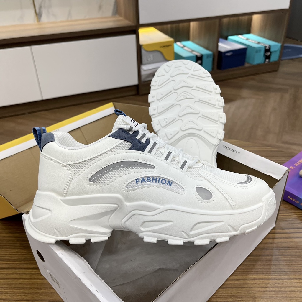 Giày nam, Giày thể thao tăng chiều cao Trắng phối xanh G202