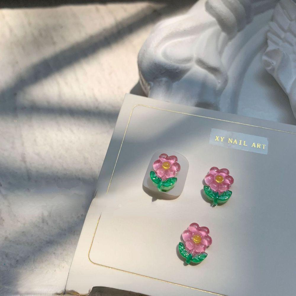 OCEANMAP Hộp Phụ Kiện Trang Trí Móng Tay Hình Hoa Trong Suốt Phong Cách Hàn Quốc DIY