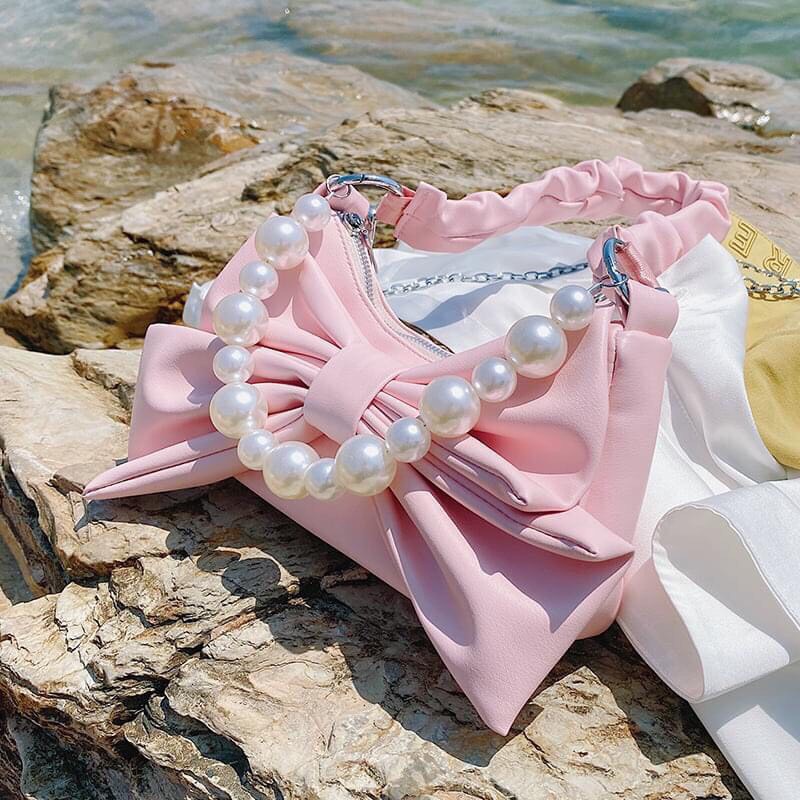 Túi Kẹp Nách Linh Store Túi Đeo Vai Thời Trang Kẹp Nách Dây Xích Nơ Ngọc Da Bánh Bèo Cao Cấp