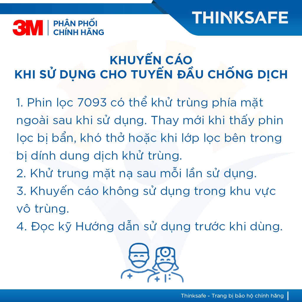 Phin lọc 3M Thinksafe, trang bị tuyến đầu phòng dịch, tiêu chuẩn P100/ N95 phòng dịch, lọc bụi mịn, khói hàn - 3M 7093