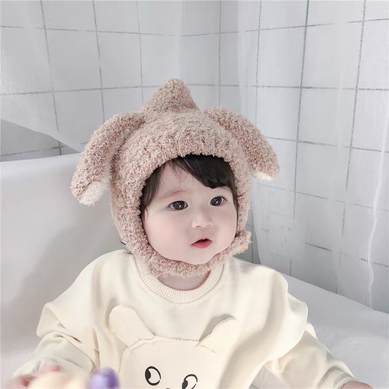 Mũ len lông tai cừu cho bé