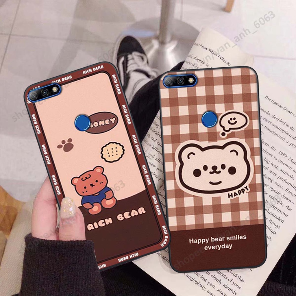 Ốp lưng Huawei Y7 Prime 2018 / Y7 Pro 2018 in hình hoa, gấu rich bear nghệ thuật, thời trang