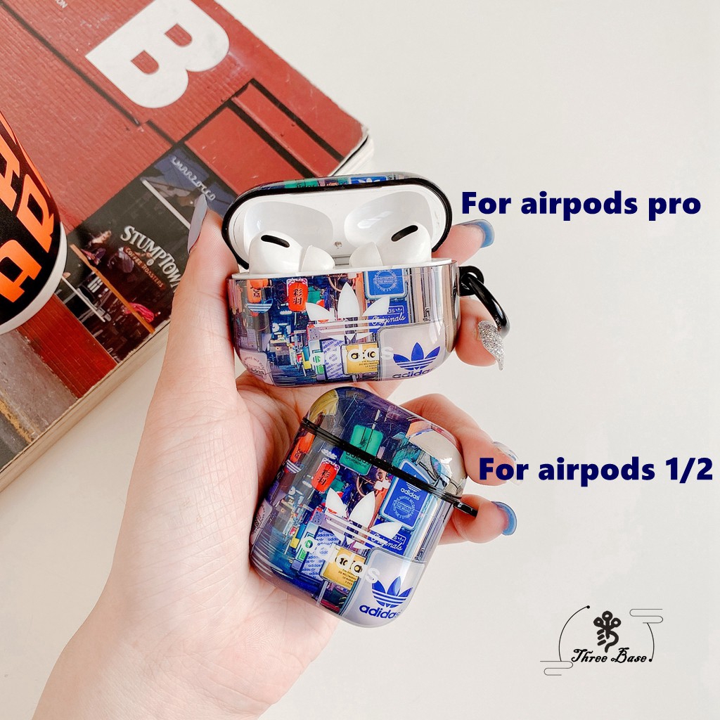 Vỏ đựng hộp sạc tai nghe bluetooth không dây bằng TPU mềm chống sốc nhỏ gọn họa tiết Adidas cho AirPods Pro