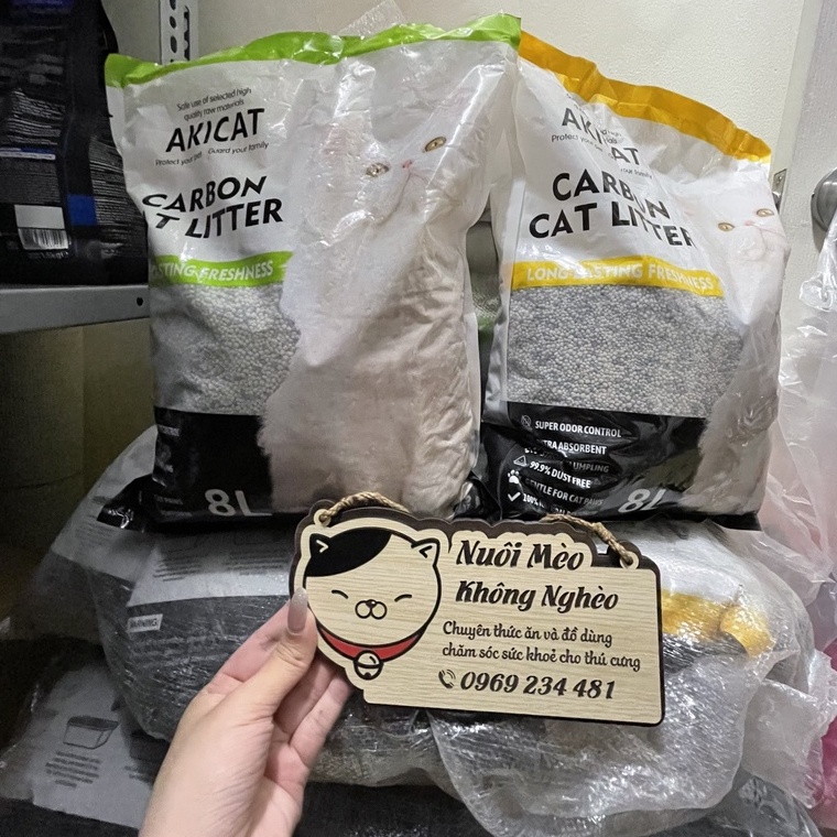 Cát vệ sinh chứa than hoạt tính Akicat 8L vón cục khử mùi tốt cho mèo