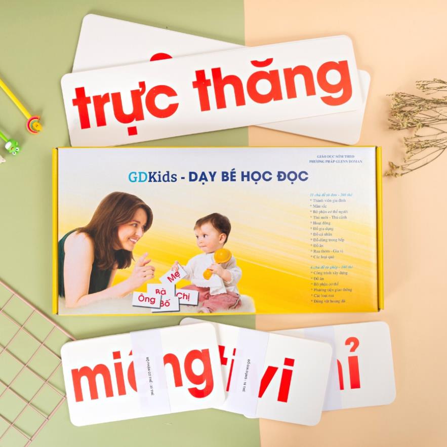 Thẻ học thông minh cho bé - Flashcard GDkids Dạy Bé Học Đọc - Bộ ( 300 Thẻ )