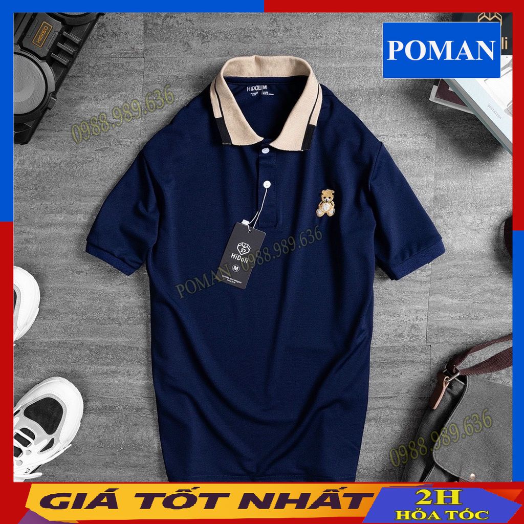 Áo polo nam ngắn tay chất cá sấu cotton, Áo thun nam có cổ polo nam co dãn 4 chiều AT04 - POMAN