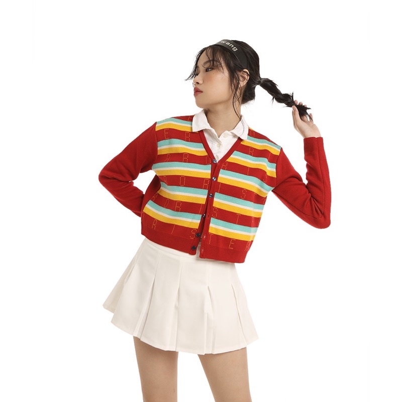 Áo ERRORIST len pattern knit cardigan đỏ/ hồng