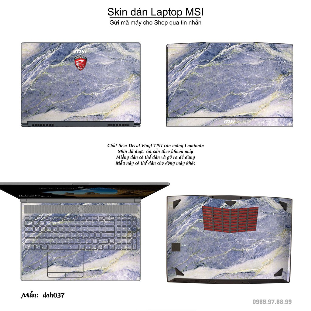 Skin dán Laptop MSI in hình vân đá bộ 2 (inbox mã máy cho Shop)