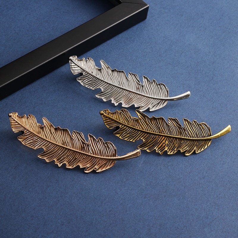 Kẹp Tóc Hình Lông Vũ Bằng Kim Loại Phong Cách Vintage Thanh Lịch Cho Nữ