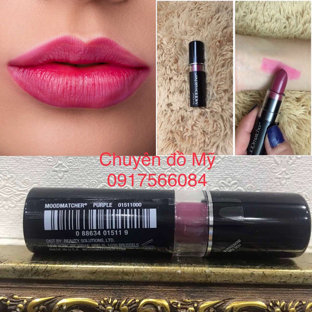Son gió dưỡng môi đổi màu Fran Wilson Moodmatcher Purple của Mỹ