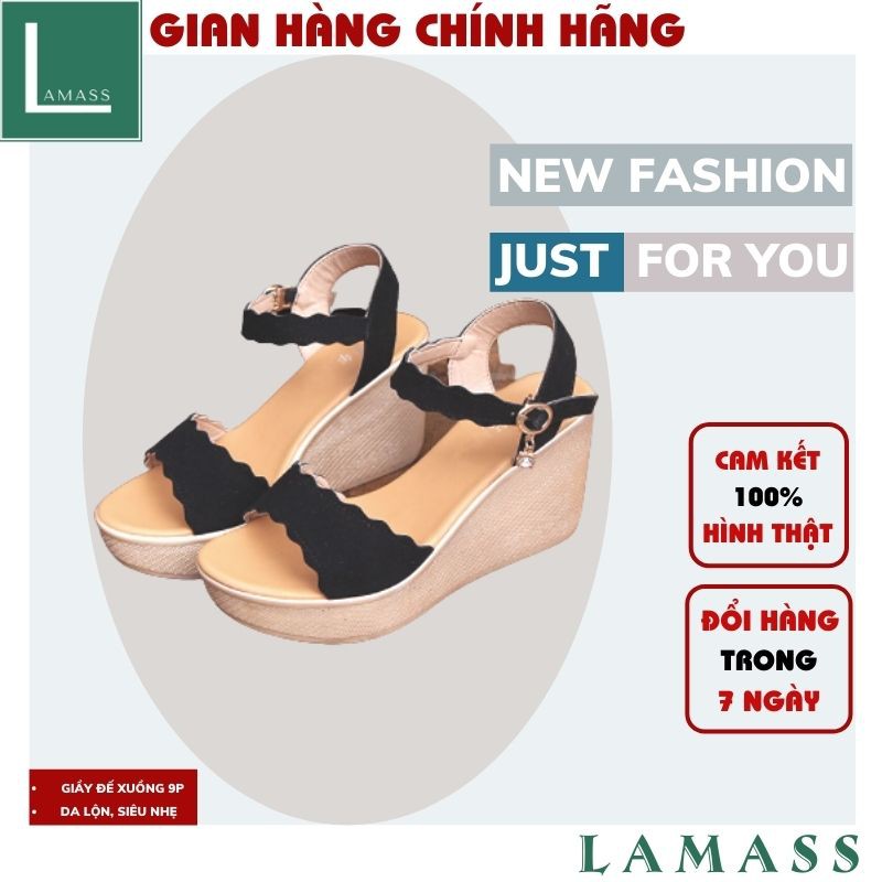 Giày đế xuồng💚giày nữ ,Giày cao gót 9 phân đế xuồng bản gợn sóng- LAZASHION