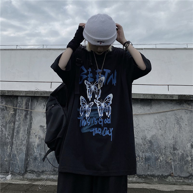 [Áo phông nữ form rộng tay lỡ] Áo thun tay lỡ unisex BUTTERFLY, Áo thun nữ form rộng đẹp màu trắng,đen chất cotton | BigBuy360 - bigbuy360.vn
