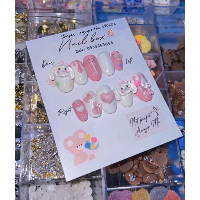 Nailbox thiết kế - Nailbox charm thỏ đáng yêu