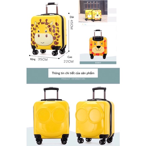 Vali kéo HỎA TỐC size 20inch sư tử vàng, thỏ hồng ĐỦ MẪU cho trẻ em cao cấp sẵn hàng nhập khẩu loại 1 HỎA TỐC