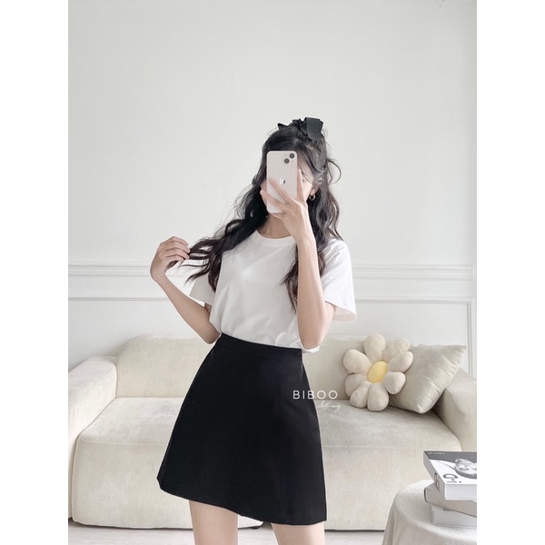 BIBOO - Chân váy ngắn chữ A túi chéo có quần trong A-LINE SKIRT