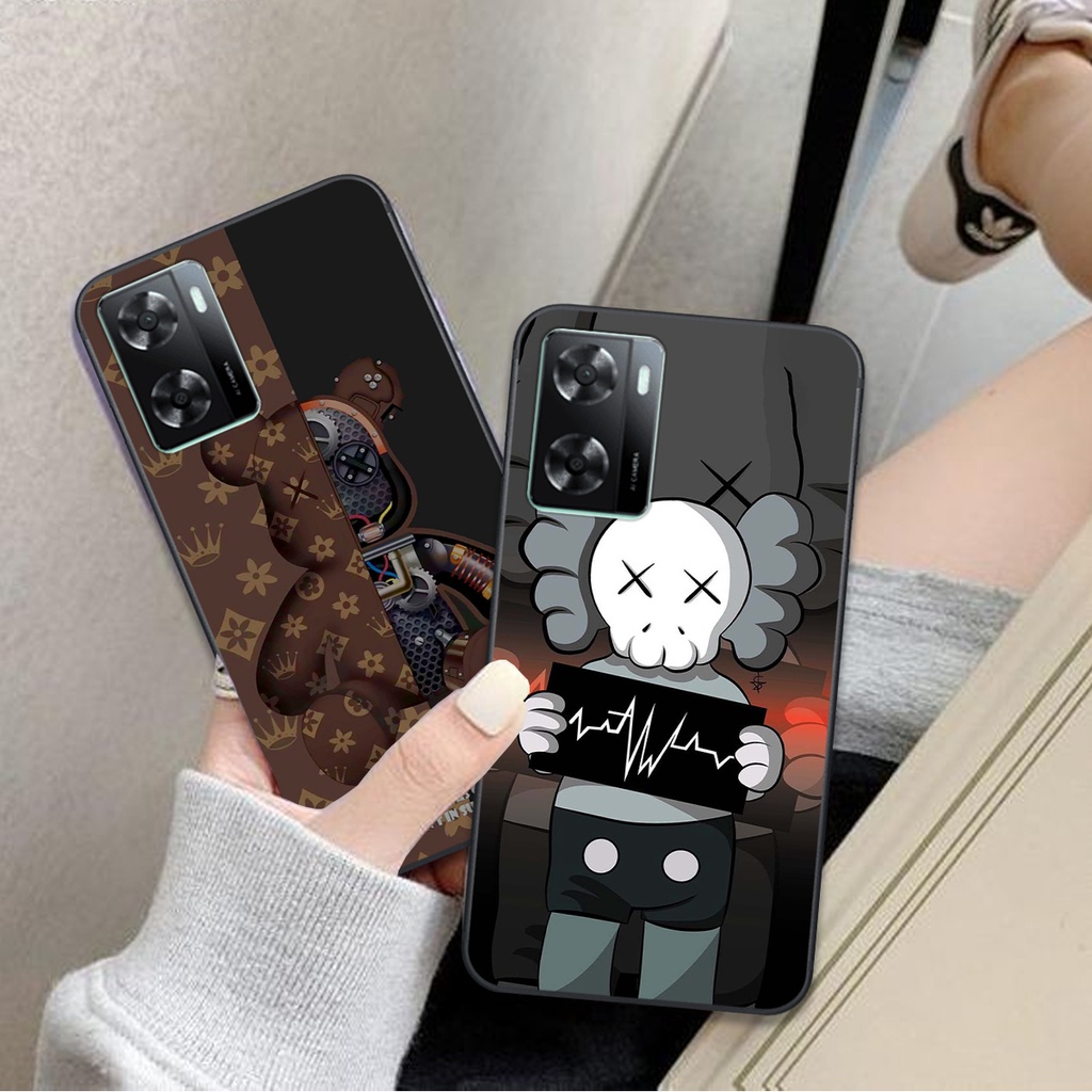 Ốp lưng Oppo A57 2022 / A57 4G bộ hình gấu bearick mạ vàng sang trọng cá tính siêu bền
