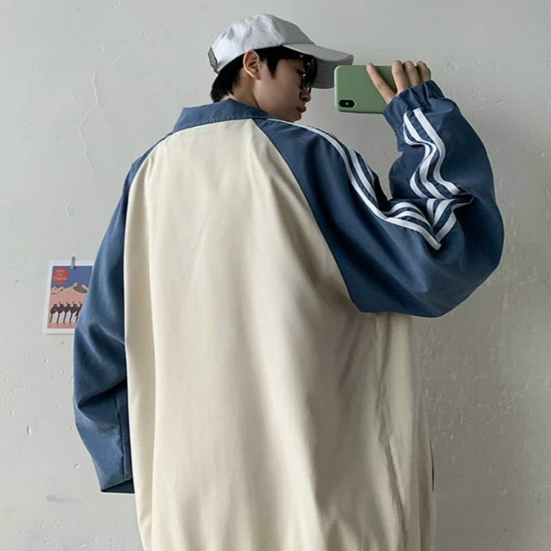 Áo Khoác Gió Nam Hai Lớp Lót Dù Phối Tay Cổ Trụ Form Rộng Unisex Chống Nắng Chắn Gió Siêu Tốt [NEW UNISEX]