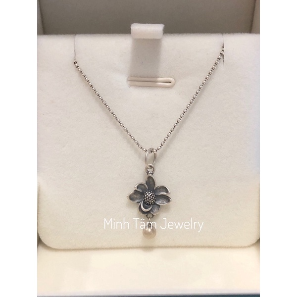 Mặt dây chuyền hoa sen bạc Thái S925, Mặt dây chuyễn bạc Thái nữ hoa sen-Minh Tâm Jewelry