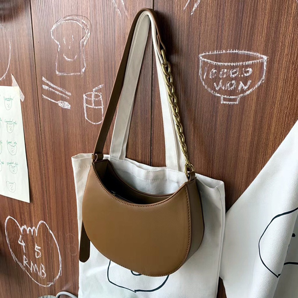 Túi Đeo Vai Kẹp Nách Nữ ELENOR June bag TC35, quai phối xích đơn giản, cá tính