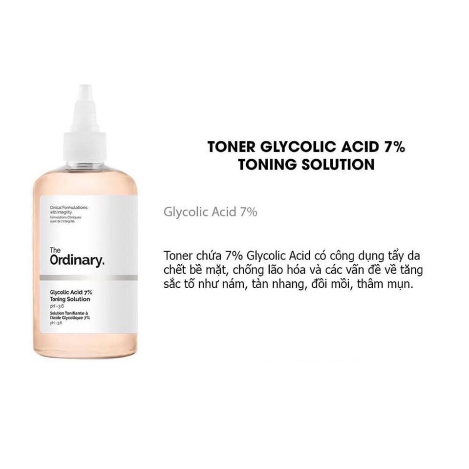 Nước Hoa Hồng Toner The Ordinary Glycolic Acid 7% Toning Solution 240ml Làm Sáng Da Giúp Da Mịn Màng